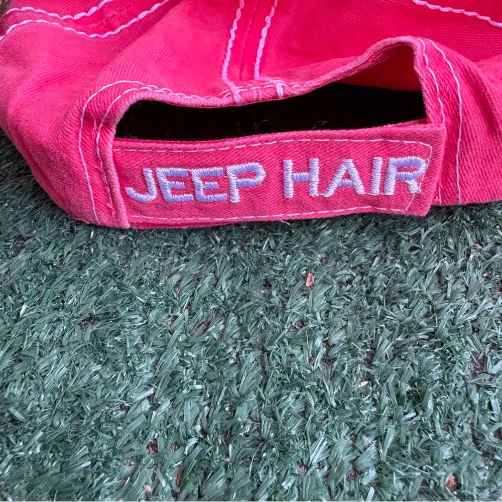 Jeep Red/Pink Baseball Cap with Embroidery Jeep Hair Don’t Care - Picture 2 of 2